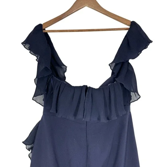 Likely Navy Blue Ruffle Off Shoulder‎ Midi Dress Formal Evening Gown Size 12 - Picture 16 of 16